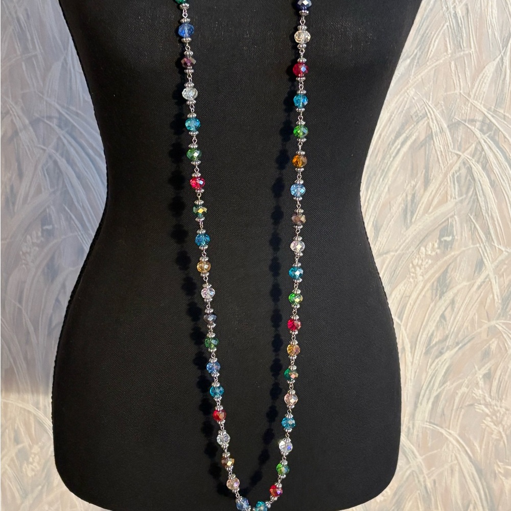 Premier Design ST Multi Colored Glass Beaded Necklace 54”+4”